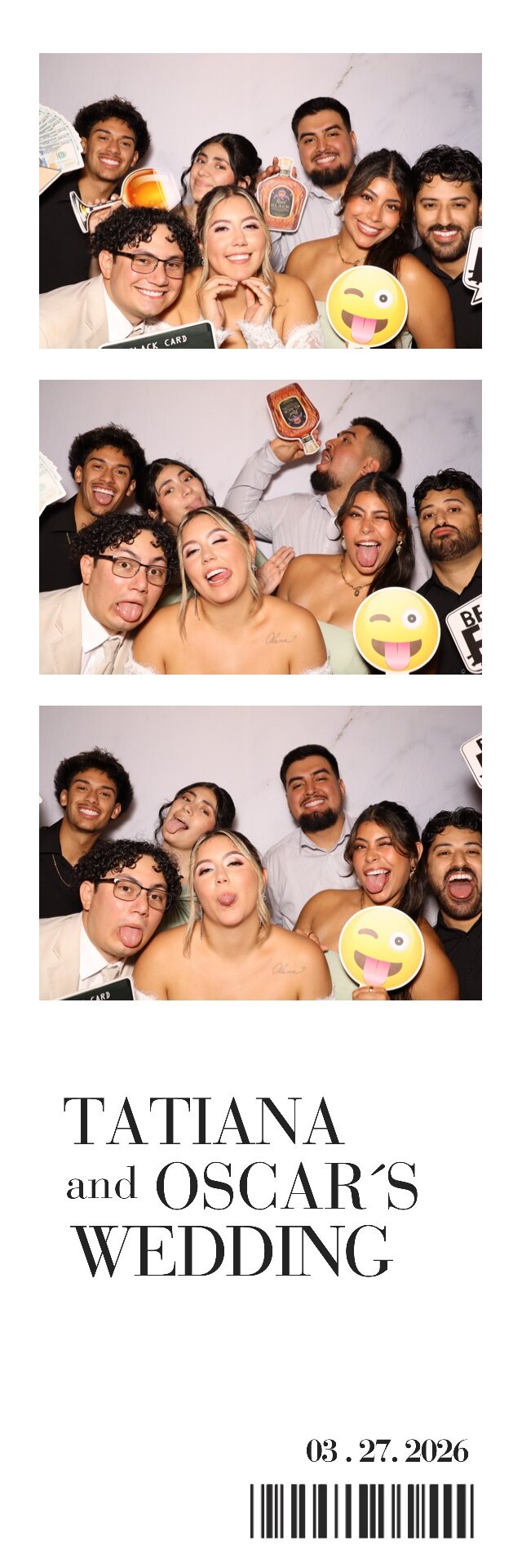 Tira clásica de la cabina de fotos con la fecha de la boda