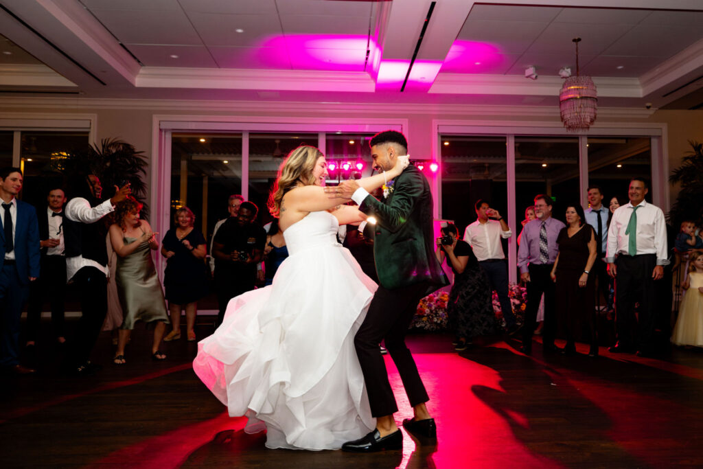 Xpress Entertainment Bride & Groom share a dance while their loved one cheer them on